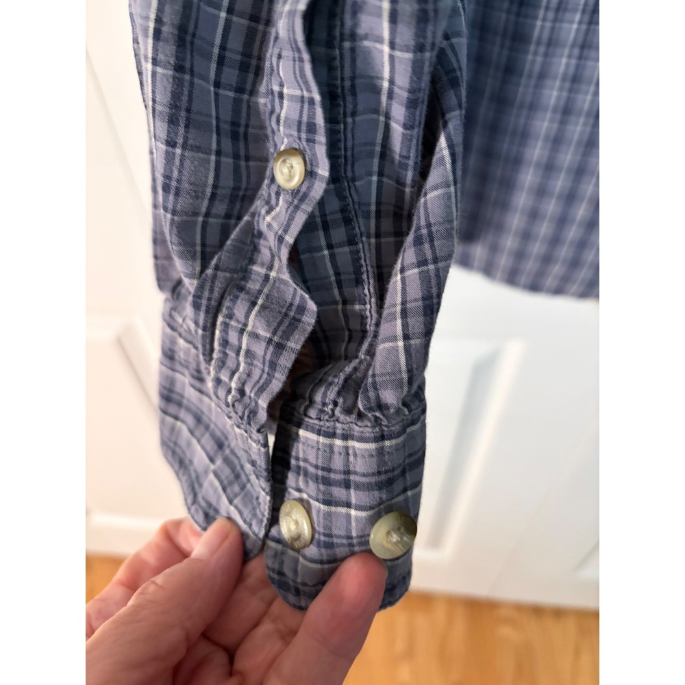 Columbia Mens Plaid Long Sleeve Button Down Shirt Blue Grey Medium Outdoor Work - Picture 8 of 11